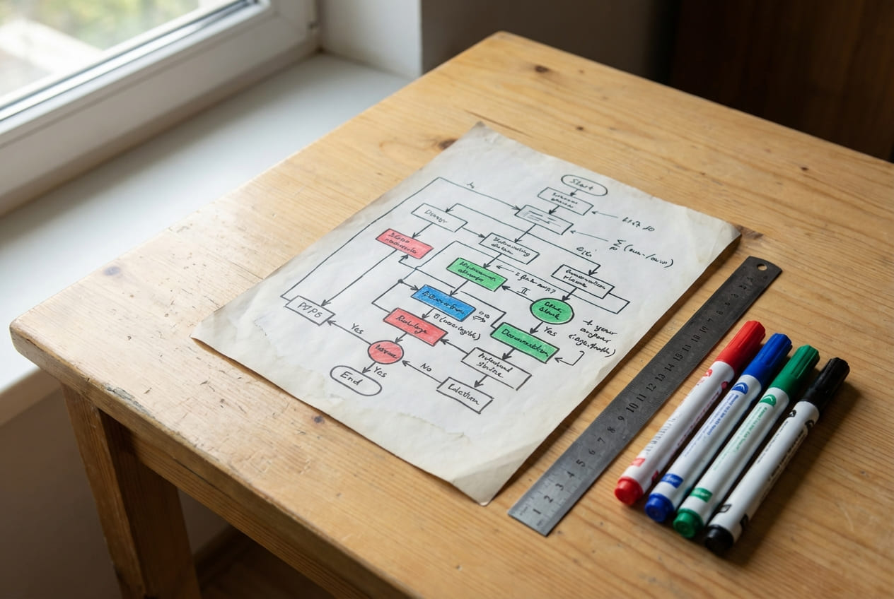 Схема анализа структуры учебного материала с обозначением ключевых элементов