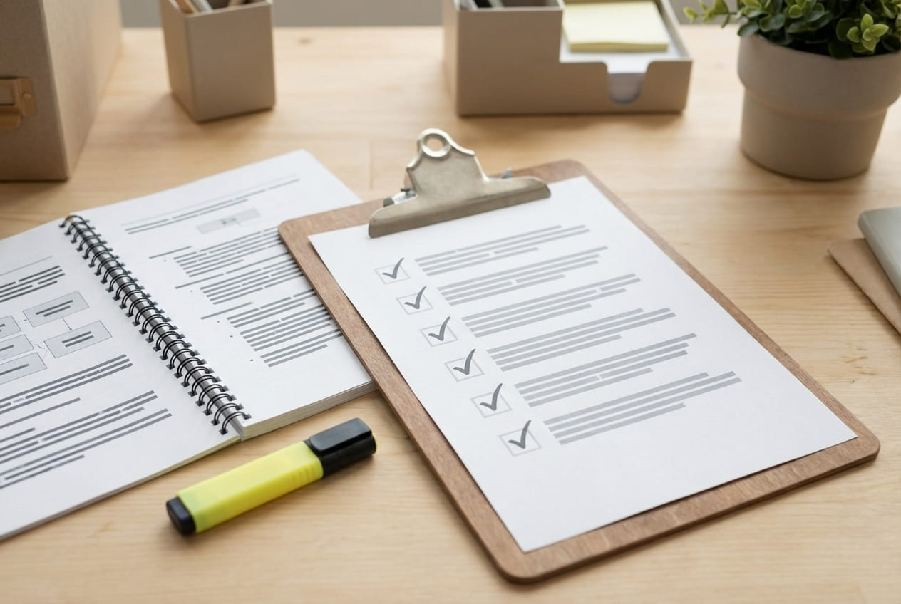 Рабочая область с чек-листом для анализа полноты методического материала