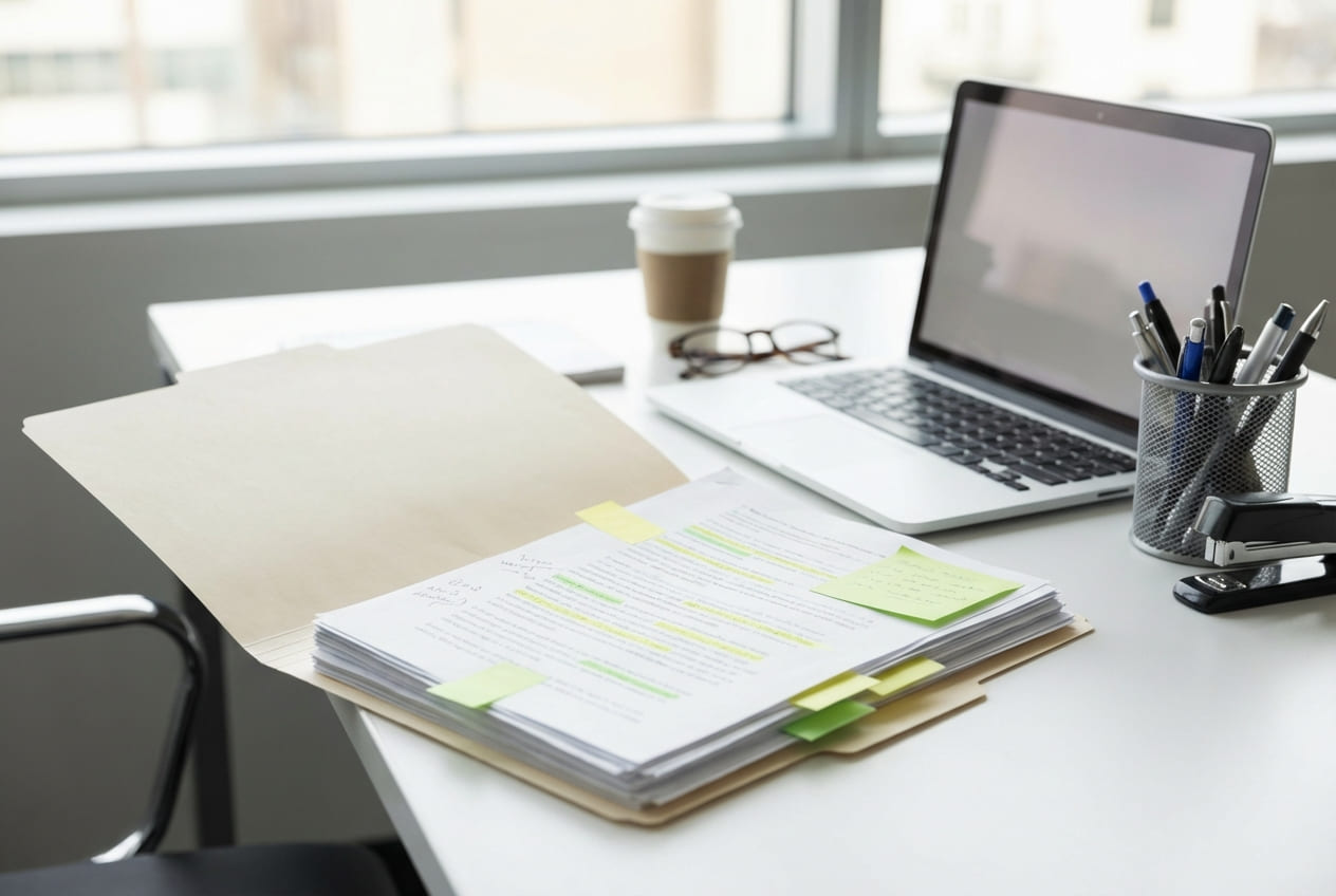 Рабочая область с документами о критериях оценки учебных материалов