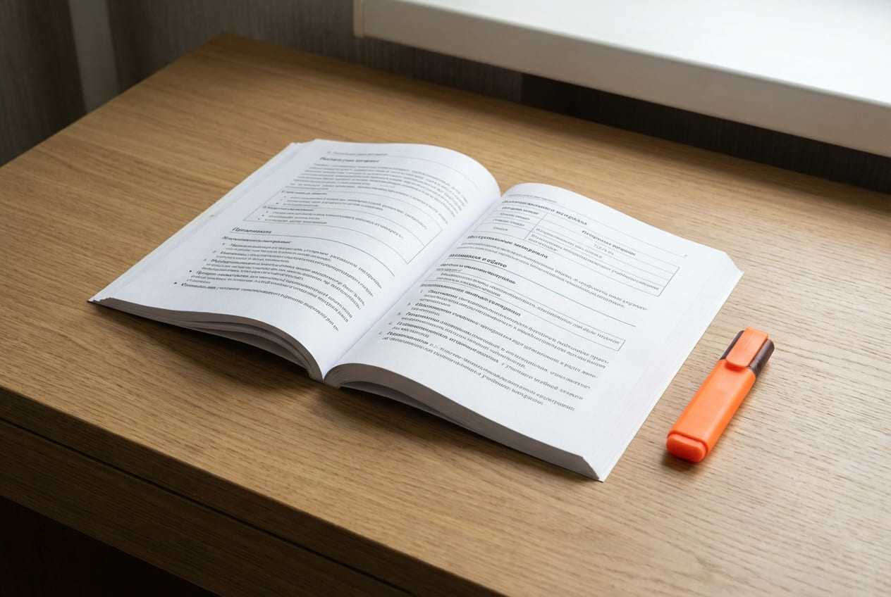 Пример чётко структурированного учебного материала с заголовками